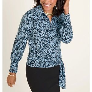 Chico’s cheetah side tie blouse. NWOT